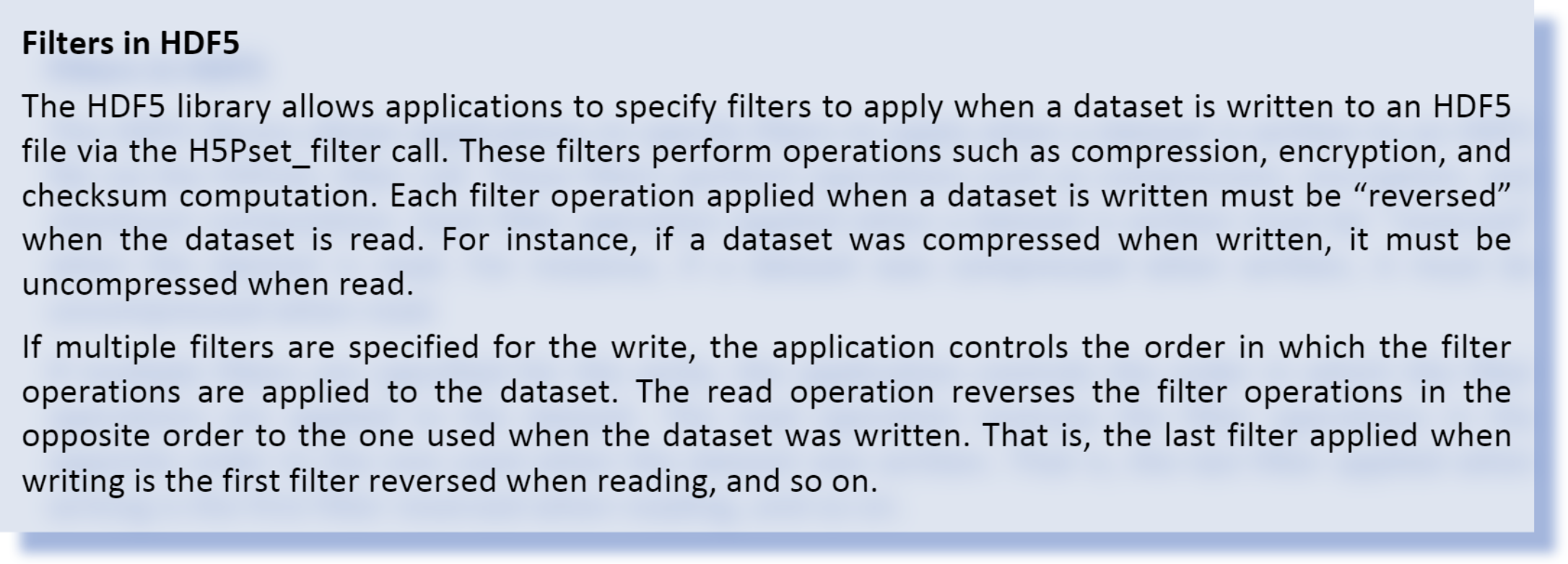 Filters in HDF5